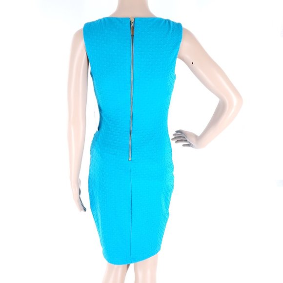 Bisou Bisou Michele Bohbot Women Dress Bodycon Zip Back Turquoise Blue 2 - NWT